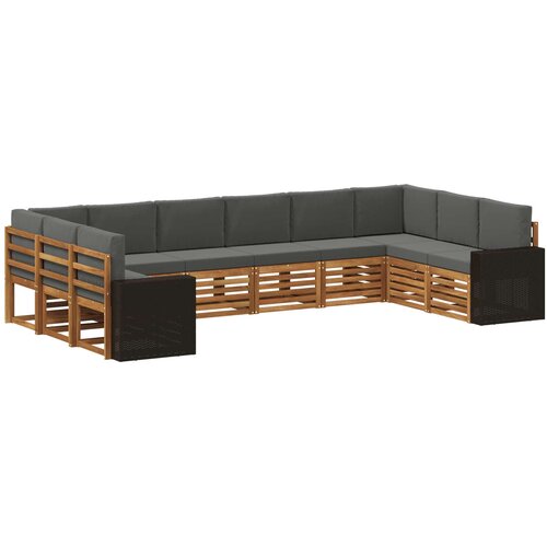 vidaXL Zunanja garnitura za sedenje 10 pcs Naravna in antracitna, (5000281946) Cene