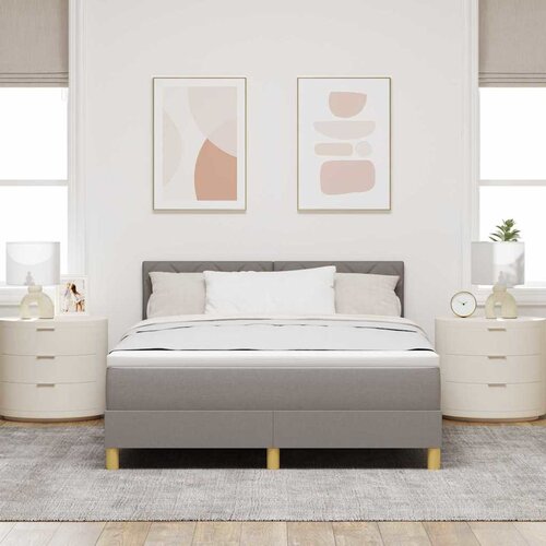  LED Box Spring Krevet Sivo-smeđa 140 x 200 cm tkanina Slike