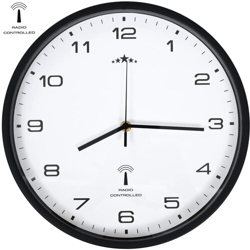 VidaXL Radijski upravljan zidni sat s kvarcnim mehanizmom 31 cm crno bijeli Slike