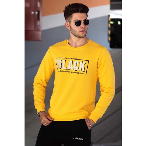 Madmext Men's Yellow Printed Sweatshirt 4755