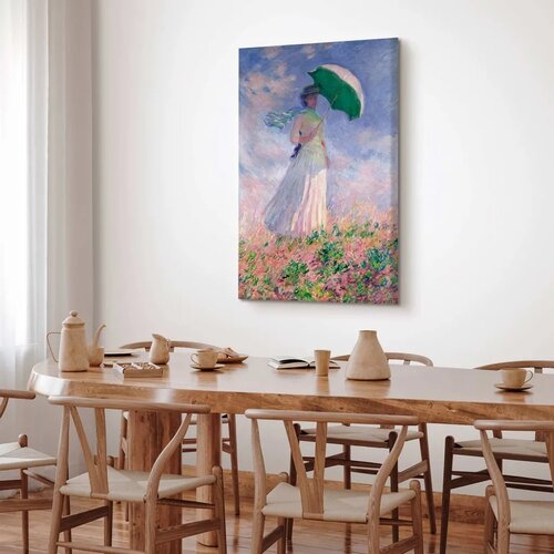  Slika - Claude Monet &amp;ndash; Woman with a Parasol facing right 60x90 Akustična Slike