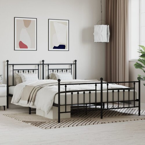 vidaXL Metalni okvir kreveta uzglavlje i podnožje crni 180x200 cm Cijene