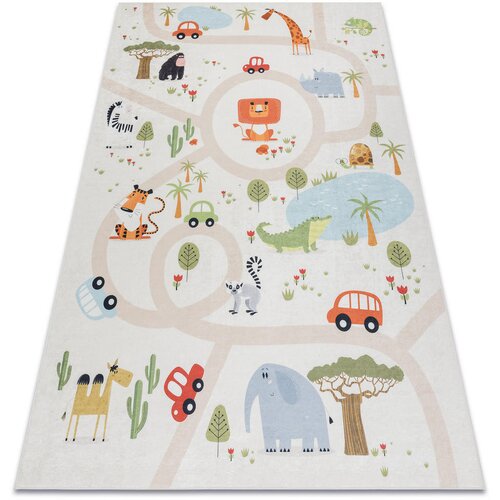 RugsX BAMBINO 1165 pralna preproga živalski vrt za otroke protizdrsna - bež 80/150 cm Cene