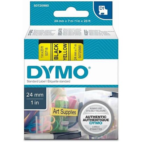 Dymo D1 trak 24 mm, črna na rumeni, 53718 SO720980 Cene