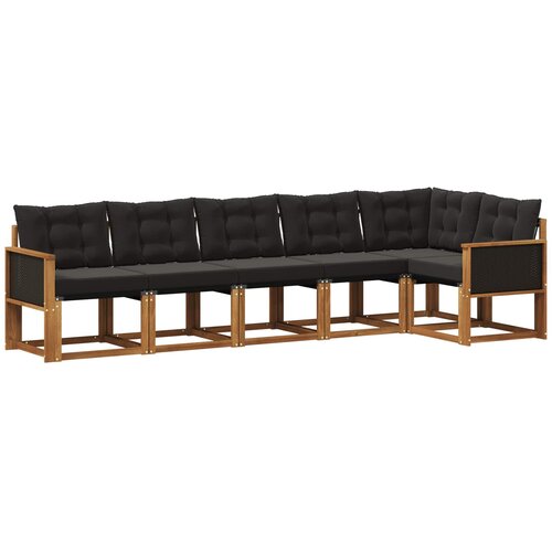 vidaXL Zunanja garnitura za sedenje z blazino 6 pcs Naravna in črna, (5000273334) Cene