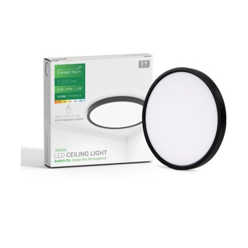 Greentech led plafonjera 24w 3000k-3500k-4000k-5000k-6500k fi40cm 5cct crna ( CNX-24W-BK ) Slike