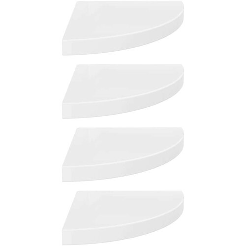 VidaXL 323909 Floating Corner Shelves 4 pcs High Gloss White 35x35x3,8 cm MDF Slike