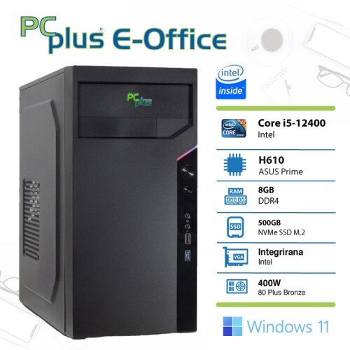 PCPLUS e-Office i5 12400 8GB 512GB SSD Windows 11 Home namizni računalnik Cene