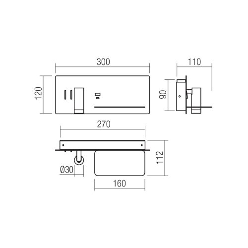  Redo 01-3316 - LED zidni spot BROOK LED/8W/230V + LED/3W USB crna Slike