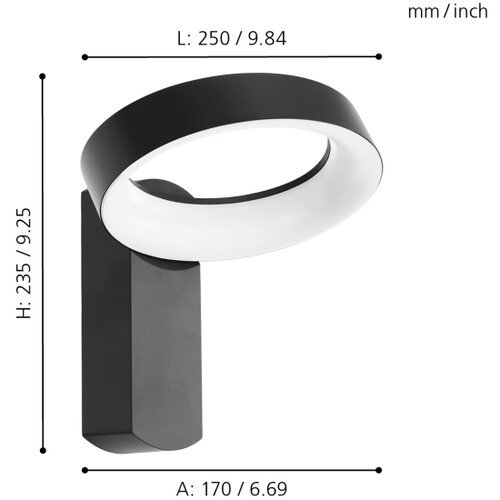 Eglo pernate spoljna/zidna/1, led, 11w, 1250 lm, aluminij/antracit Slike