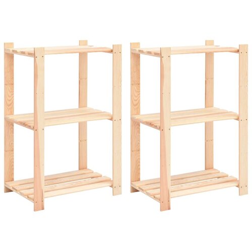  Stalci za pohranu s 3 razine 2 kom 60x38x90 cm borovina 150 kg Cene