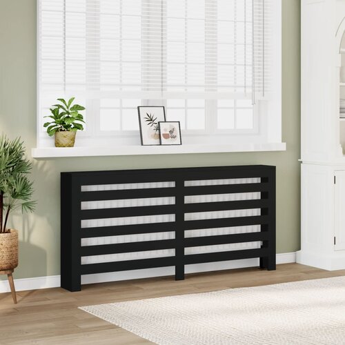 VidaXL Pokrov za radiator črn 175x20x82 cm inženirski les Slike