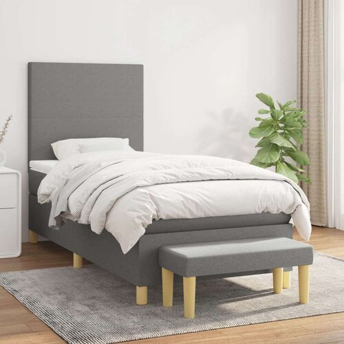  Box spring postelja z vzmetnico temno siva 90x200 cm blago, (20790910) Slike