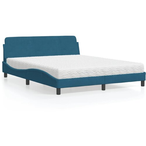vidaXL Krevet s madracem plavi 160x200 cm baršunasti Cijene
