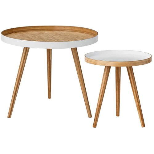Bloomingville Bambusove okrogle stranske mizice v kompletu 2 ks ø 60 cm Cappuccino – Cene