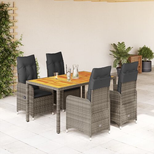 vidaXL 5-dijelni vrtni bistro set od poliratana s jastucima sivi Cene
