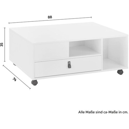 Bessagi Home klubska miza mick, bela, 2 predala, kolesca Slike