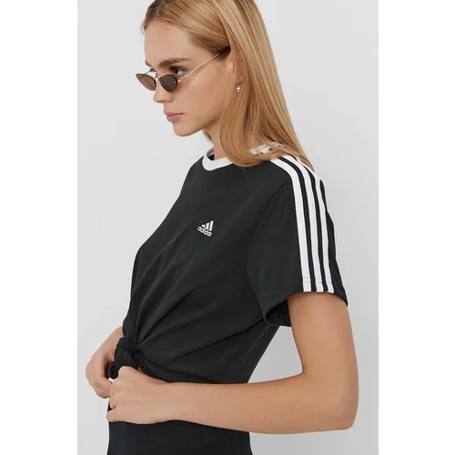 Adidas Bombažen t-shirt črna barva