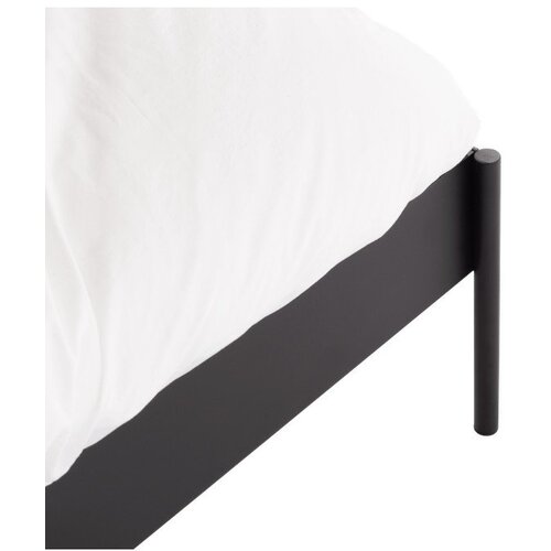 Noo.ma Črna jeklena oblazinjena zakonska postelja z letvenim dnom 200x200 cm Eton Basic &amp;ndash; Slike