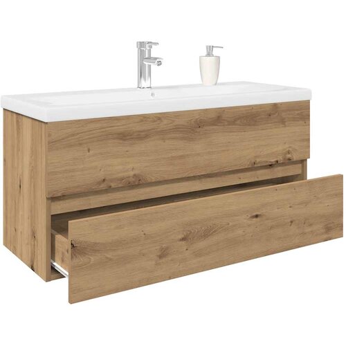 vidaXL omarica za umivalnik z vgrajenim umivalnikom pipo Artisan Oak Cene