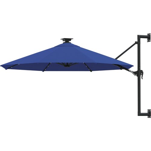 vidaXL Stenski senčnik z LED in kovinskim drogom 300 cm moder, (20965455) Cene