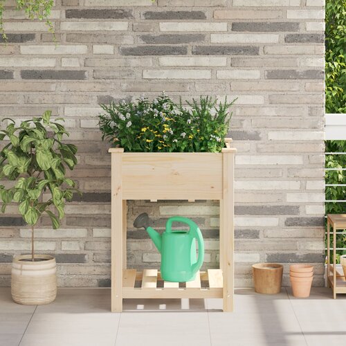 vidaXL Vrtna posoda s polico 60x60x76 cm iz trde borovine, (22010848) Cene