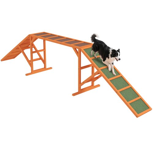 PawHut Most za agility pse, oprema za agility za pse z varnostno palico, oranžna, (5000239992) Cene