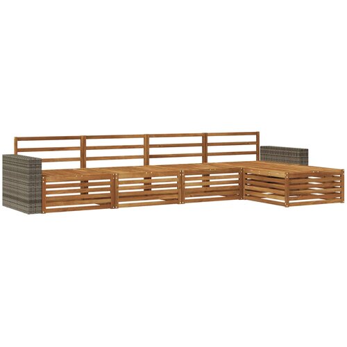  Set vanjskih sofa 5 kom. Prirodna Čvrsto drvo akacije 345 x 162,5 x 73 cm Slike