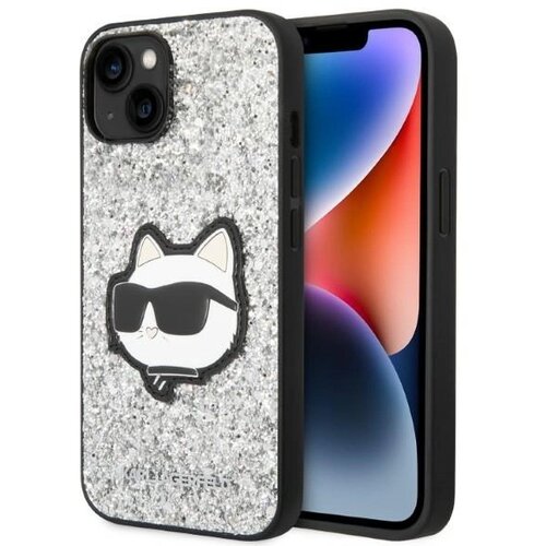 Karl Lagerfeld GLITTER CHOUPETTE PATCH OVITEK ZA IPHONE 14 PLUS SREBRNA, (21898171) Cene