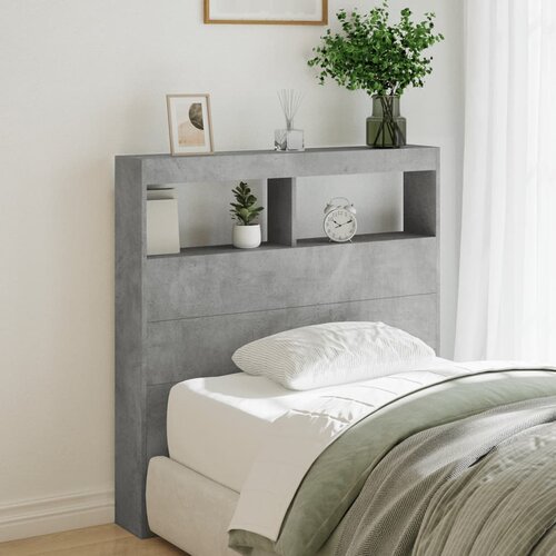  The Living Store Omarica za vzglavje postelje LED betonsko siva 100x17x102 cm - Omarica Za Vzglavje Postelje, (21484724) Slike