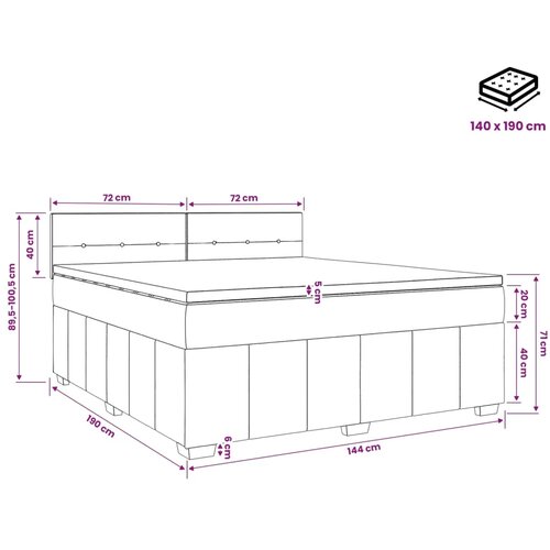  Boxspring krevet s madracem Plava 140 x 190 cm Tkanina - Plava 140 x 190 cm Pro&amp;scaron;iveno gumbima Slike