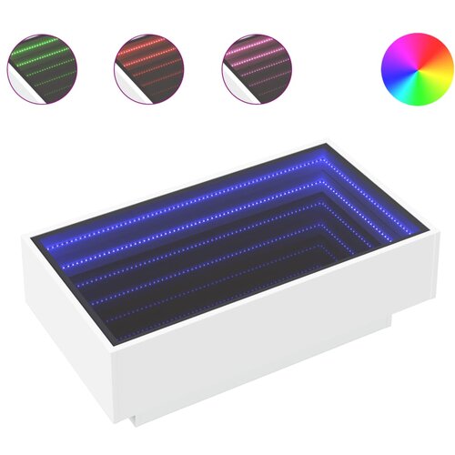 Maison Chic Klubska mizica - kavna mizica - Nizka mizica LED bela 90x50x30 cm inženirski les, (21753522) Slike
