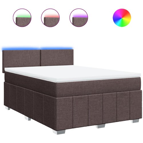 vidaXL Box spring postelja z vzmetnico temno rjava 160x200 cm blago, (21321400) Cene