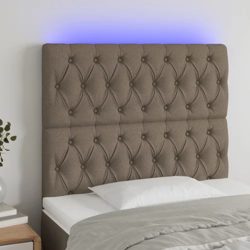 vidaXL LED posteljno vzglavje taupe 100x7x118/128 cm blago
