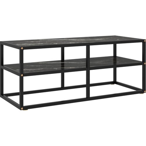 VidaXL TV ormarić crni s crnim mramornim staklom 100 x 40 x 40 cm Slike