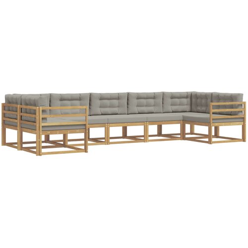 Set vanjskih sofa 7 kom. Bijela i svjetlosiva Smeđa 404 x 166,5 x 73 cm Slike