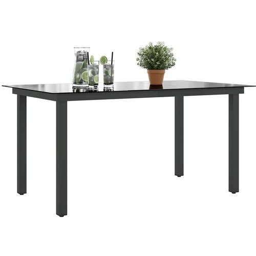  Vrtni stol crni 150 x 90 x 74 cm aluminijum i staklo Slike