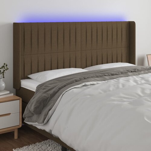  LED uzglavlje tamnosmeđe 183x16x118/128 cm od tkanine Cijene