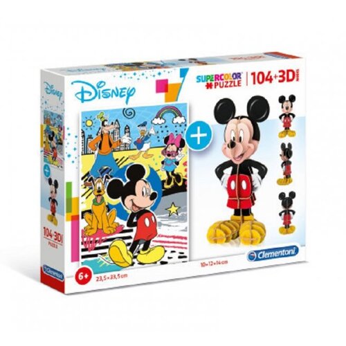 Clementoni puzzle mickey 104 + 3d model ( CL20157 ) Slike