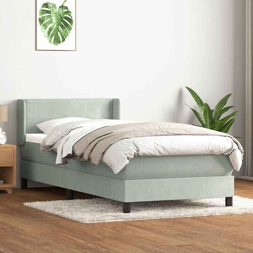 Box Spring krevet s madracem svijetlo sivi 90x220 cm bar&amp;scaron;un Slike