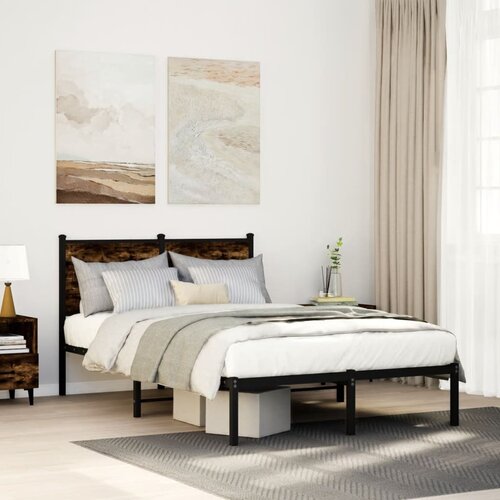 Furnova Kovinski posteljni okvir brez vzmetnice dimljen hrast 120x190cm, (21935484) Slike