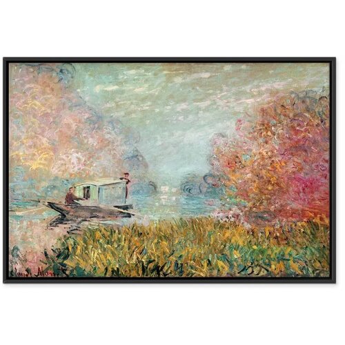  Slika - Claude Monet &amp;ndash; Boat on the Seine 120x80 U crnom drvenom okviru Slike