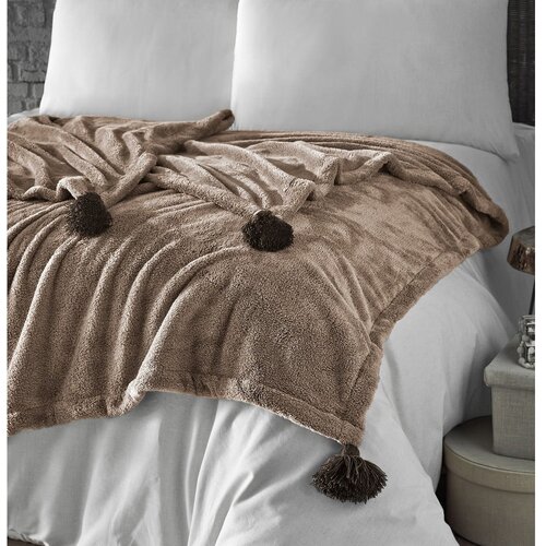Mijolnir Smeđi prekrivač od mikropli&scaron;a za bračni krevet 200x220 cm Pufffy &ndash; Cijene