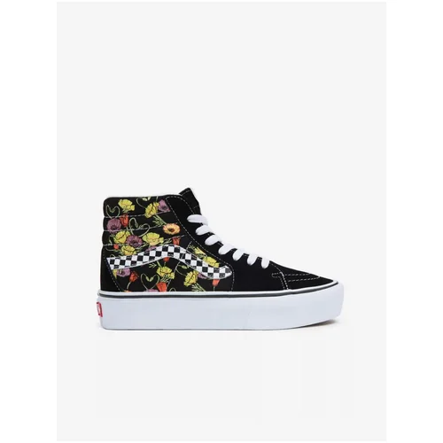 Vans Black Women Patterned Ankle Leather Sneakers on Platform - Women