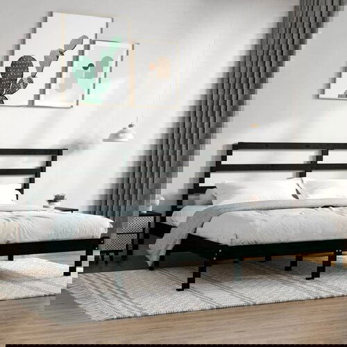 Furnova Posteljni okvir črn iz trdne borovine 200x200 cm, (21935711) Slike