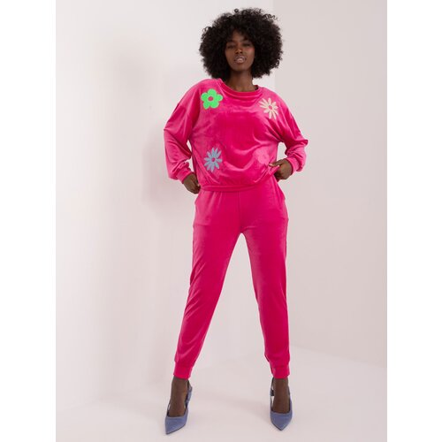 Fashion Hunters Women&amp;#039;s fuchsia ensemble with velvet trousers Slike