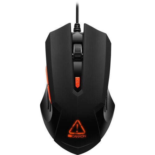 Canyon Star Raider GM-1 Optical Gaming Mouse with 6 programmable buttons, Pixart optical sensor, 4 levels of DPI and up to 3200, 3 million times key life, 1.65m PVC USB cable,rubber coating surface and colorful RGB lights, size:125*75*38mm, 115g Slike