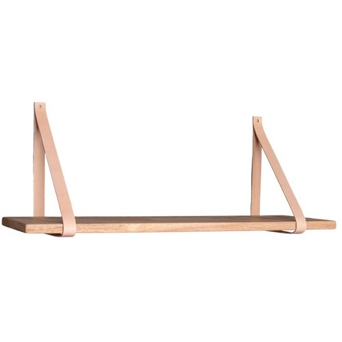 House Nordic dřevěn&amp;aacute; police s hněd&amp;yacute;mi kožen&amp;yacute;mi &amp;uacute;chytkami Forno, 80 x 20 cm Slike