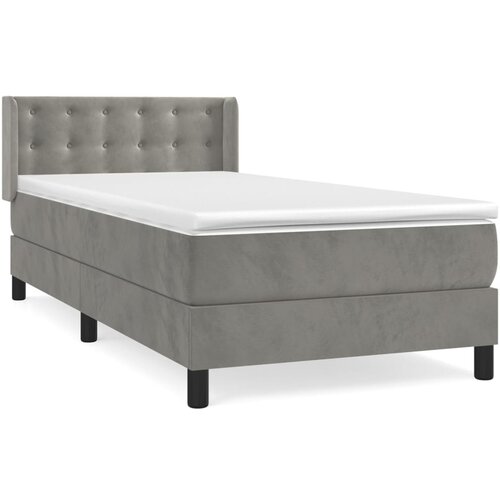 Maison Chic Box spring postelja - Vzmetna postelja z vzmetnico svetlo siva 90x200 cm žamet SL1738, (21909195) Cene