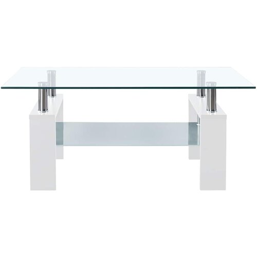  Stolić za kavu bijeli i prozirni 95x55x40 cm od kaljenog stakla Slike